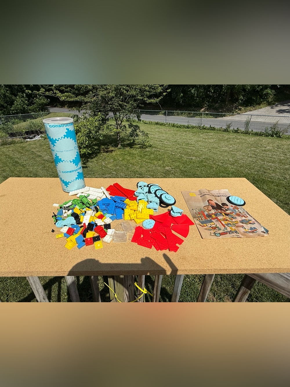 1950s Halsam Constructioneer Plastic Building Block Set w/ Tube & Manual